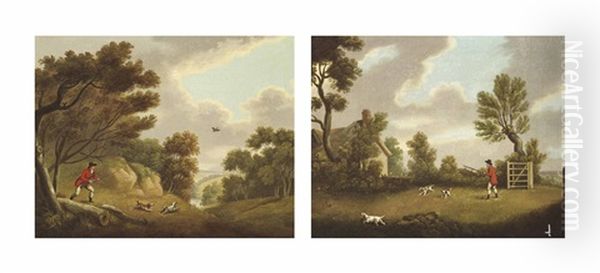 Pointers Flushing Out Game (+ Spaniels Putting Up A Woodcock; Pair) Oil Painting by William Samuel Howitt