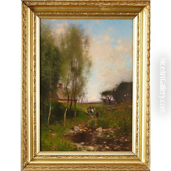 Collecting Water On The Farm Oil Painting by Alfred Cornelius Howland