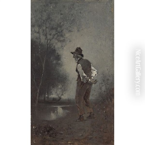 Old Man By The River Oil Painting by Alfred Cornelius Howland