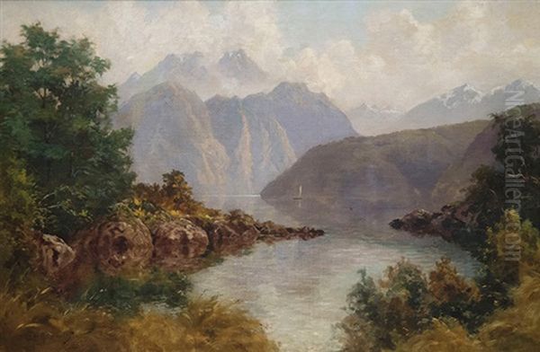 South Island Fiord Oil Painting by Charles Henry Howorth