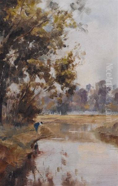 Puni Creek, New Zealand Oil Painting by Charles Henry Howorth