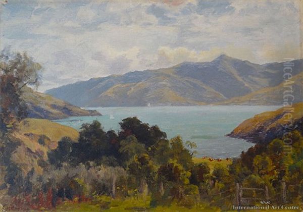 Akaraoa Harbour Oil Painting by Charles Henry Howorth