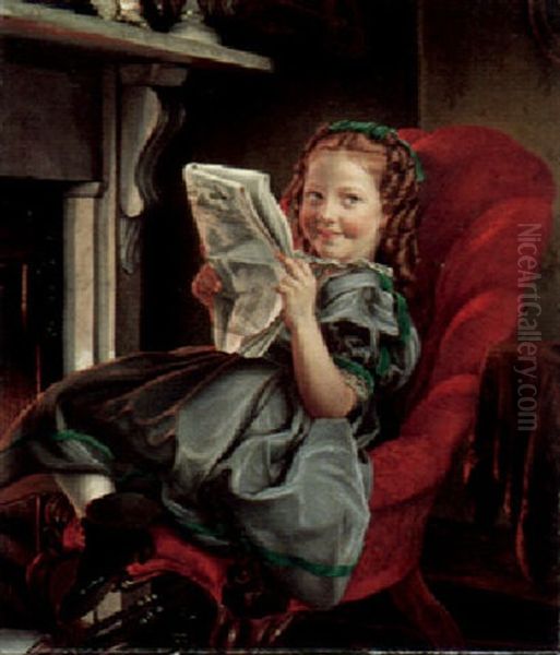 Reading By The Fireside Oil Painting by Philipp Hoyoll