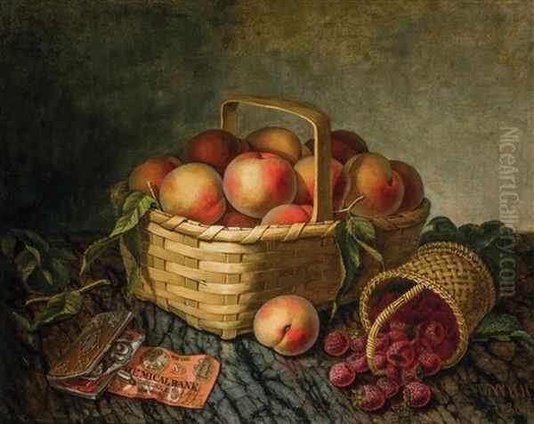 Still Life With Peaches Oil Painting by William H. Hoyt