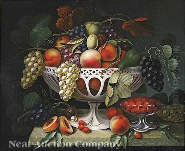 Still Life With Fruit In Creamware And Glass Compotes Oil Painting by William H. Hoyt