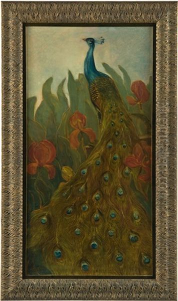 Peacock Oil Painting by Theodoor van Hoytema