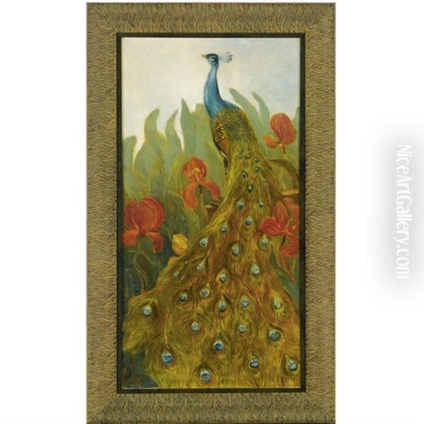 Peacock Oil Painting by Theodoor van Hoytema