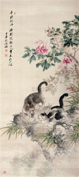 Cat Oil Painting by  Hu Tiemei