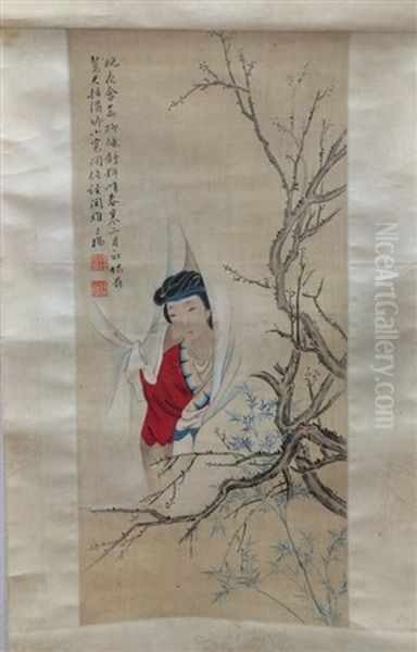 Chinese Scroll Painting By Hu Xi Gui Oil Painting by  Hu Xigui