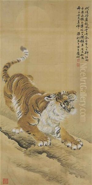 Tiger Oil Painting by  Hu Zaobin