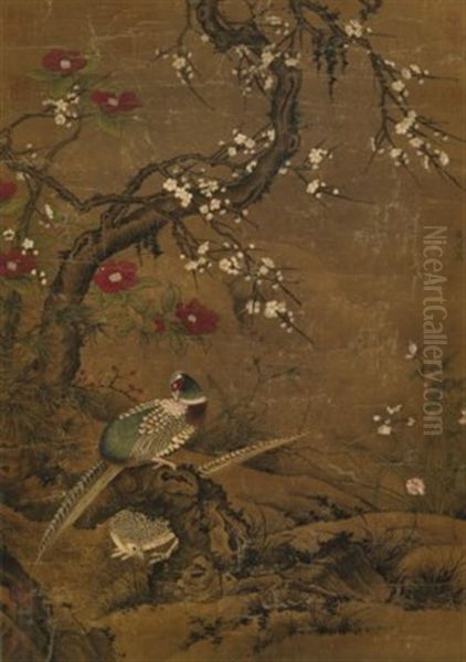 Flowers And Birds Oil Painting by  Huang Jucai