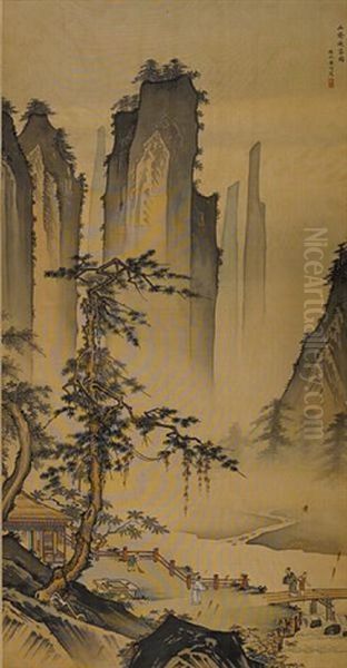 Landscape In Song Dynasty Style Oil Painting by  Huang Jun