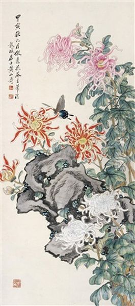 Chrysanthemum Oil Painting by  Huang Shanshou