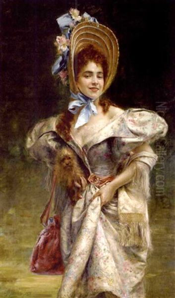 Dans La Robe De Grand-mere Oil Painting by Pierre-Adolphe Huas