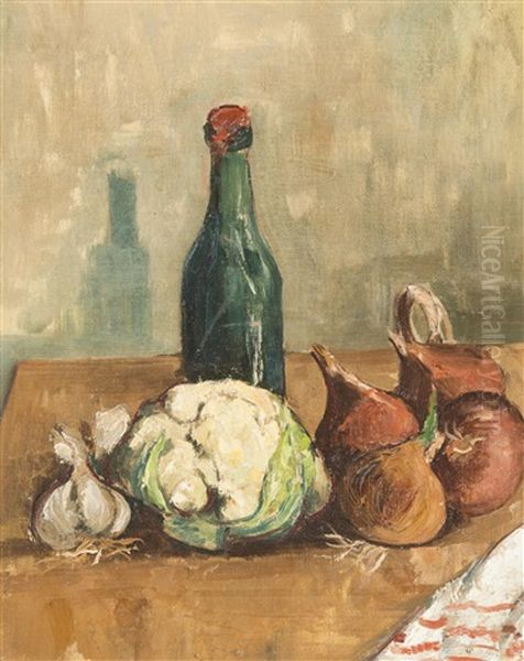 Still Life With Vegetables Oil Painting by Josef Hubacek