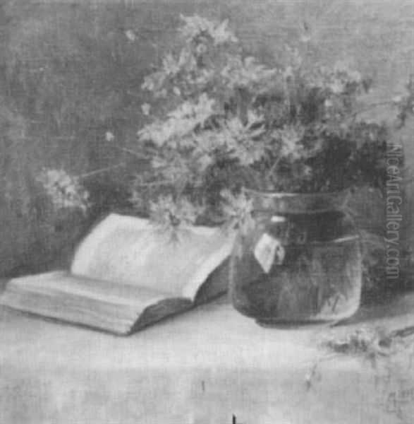 Flowers And Book by Lydia M. B. Hubbard