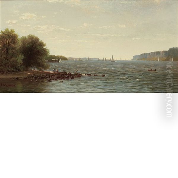 Idle Hours On The Hudson Oil Painting by Richard William Hubbard