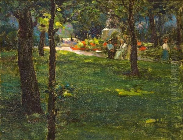 Luxembourg Garden, Paris, France Oil Painting by Henry Salem Hubbell