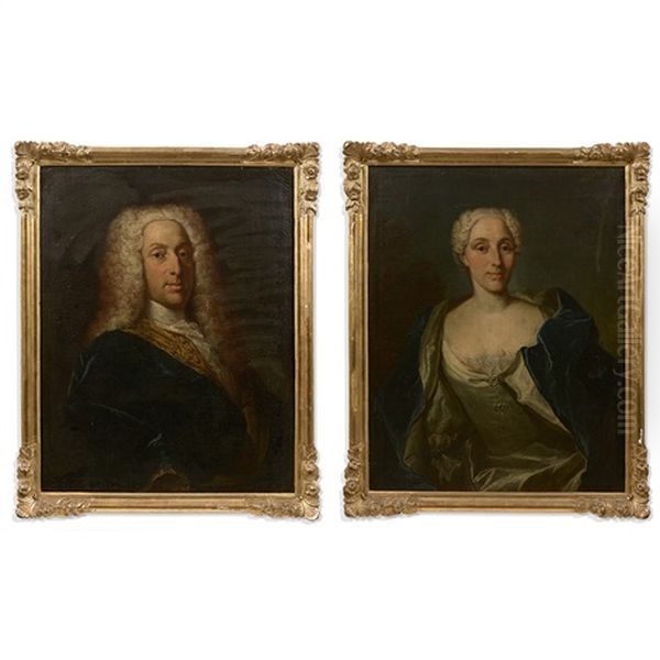 Portrait De Johann Georg Ernst (+ Portrait De Johanna Esther Tillier; Pair) Oil Painting by Johann Rudolf Huber the Elder