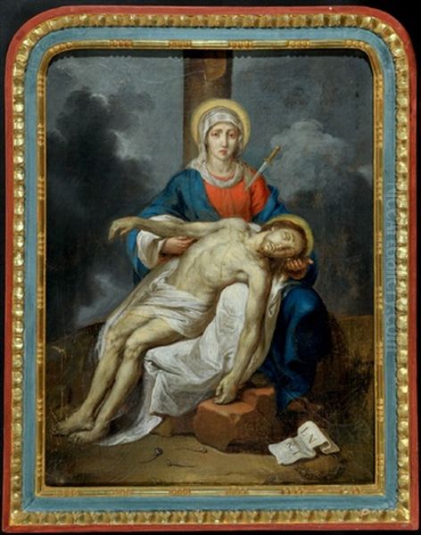 Pieta Unterm Kreuz Oil Painting by Konrad Huber von Weissenhorn