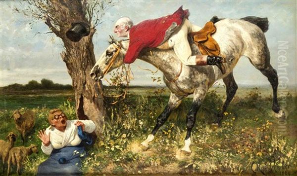 Eine Unerwartete Begegnung Oil Painting by Carl Rudolph Huber