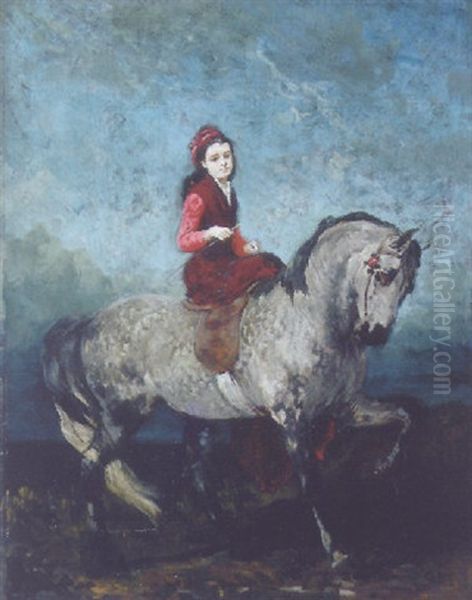 Furstin Salm Auf Lipizzaner Oil Painting by Carl Rudolph Huber