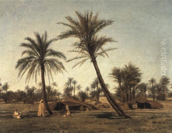 Campement Dans L'oasis, Sud-algerien Oil Painting by Carl Rudolph Huber