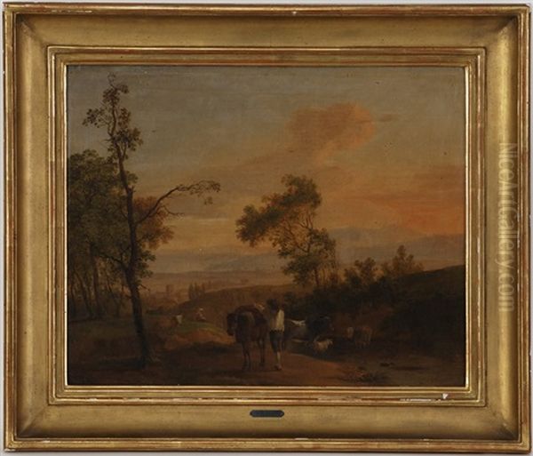 Scene Paysanne Dans Un Paysage Oil Painting by Jean Voltaire Huber