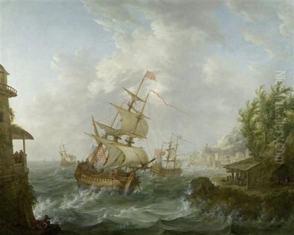 Seeschlacht Mit Amerikanischen Und Britischen Fregatten Oil Painting by Johann Caspar Huber