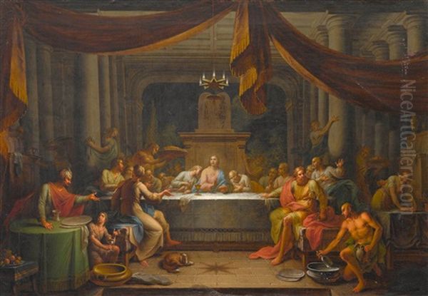 Das Gastmahl Im Haus Des Pharisaers Simon Oil Painting by Johann Joseph Anton Huber