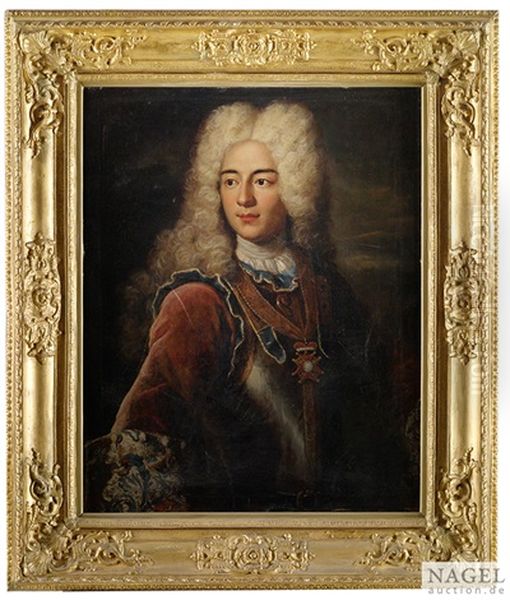 Portrait Des Berner Patriziers Und Offiziers Rudolf Immanuel Frisching Von Rumlingen (1698-1780) Mit Dem Markgraflich Badischen Hausorden Der Treue Oil Painting by Johann Rudolf Huber