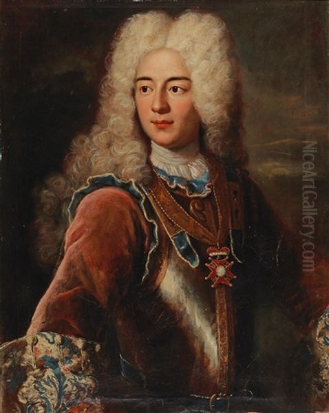 Portrait Of The Bernese Patrician Rudolf Immanuel Frisching Von Rumlingen Oil Painting by Johann Rudolf Huber