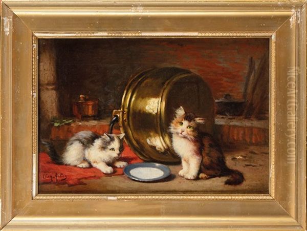 Chatons Oil Painting by Leon Charles Huber