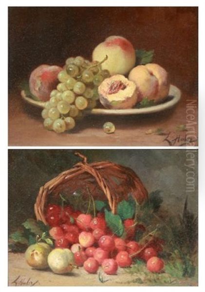 Nature Morte (pair) Oil Painting by Leon Charles Huber