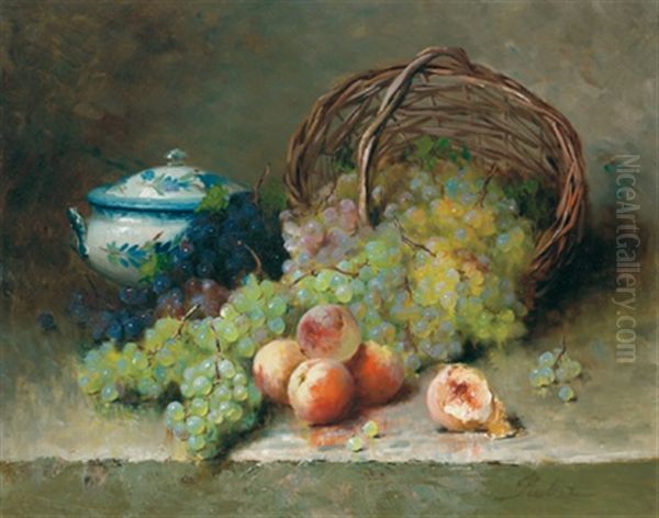 Fruchtestilleben Oil Painting by Leon Charles Huber