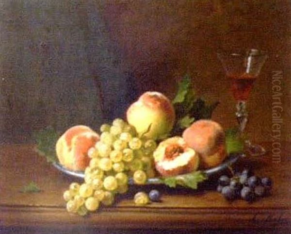 Nature Morte Au Plat De Fruits Oil Painting by Leon Charles Huber