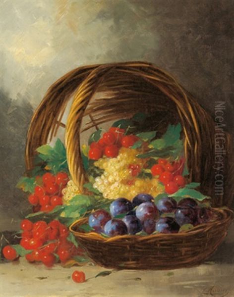 Fruchtestilleben Oil Painting by Leon Charles Huber