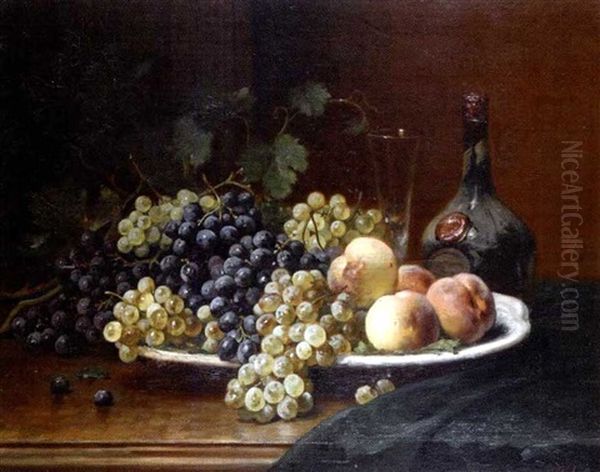 Nature Morte Au Plat De Fruits Oil Painting by Leon Charles Huber