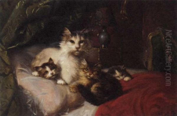 A Proud Mother Oil Painting by Leon Charles Huber