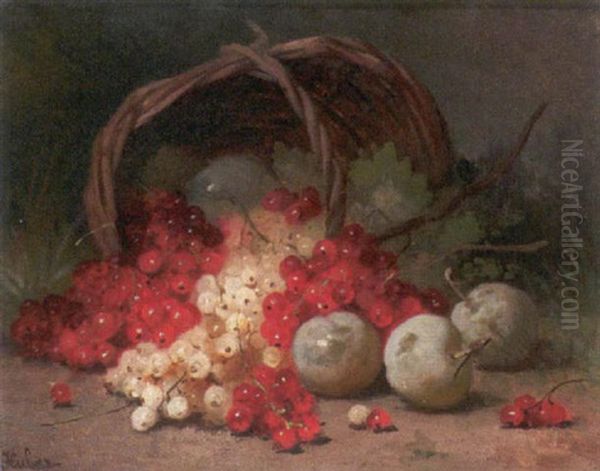 Fruchtestilleben Mit Johannisbeeren Und Gelben Pflaumen Oil Painting by Leon Charles Huber