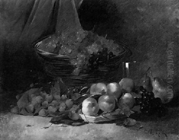 Stilleben Mit Erdbeeren Oil Painting by Leon Charles Huber