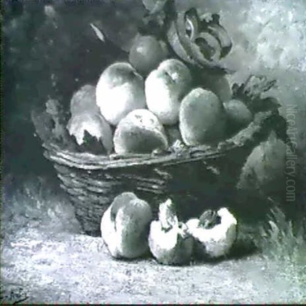 Still Life With Peaches Oil Painting by Leon Charles Huber