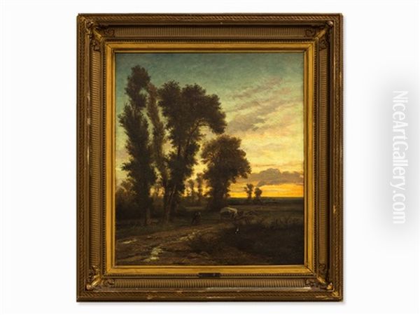 Landscape At Sunset by Wilhelm Jakob Huber