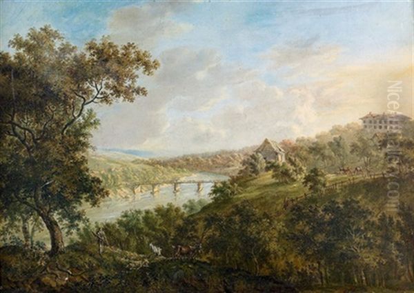 Pastorale Szene In Sommerlandschaft Oil Painting by Wilhelm Jakob Huber