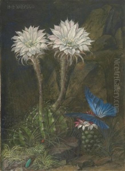 Konigin Der Nacht Und Blauer Schmetterling by Hans Huber-Sulzemoos