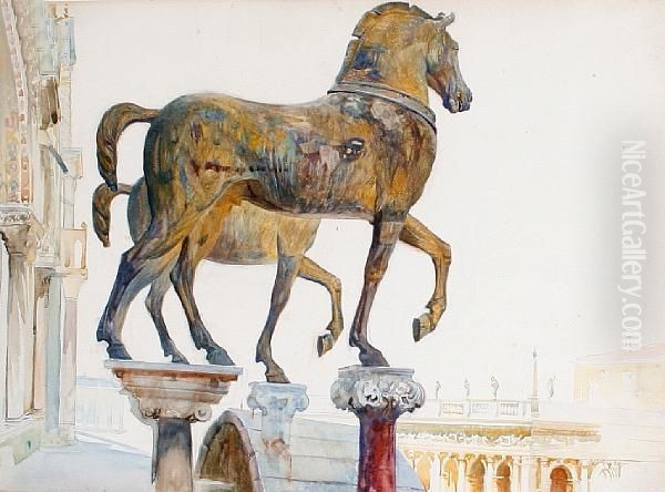 Horses Of St Mark's, Venice Oil Painting by Reginald Barratt