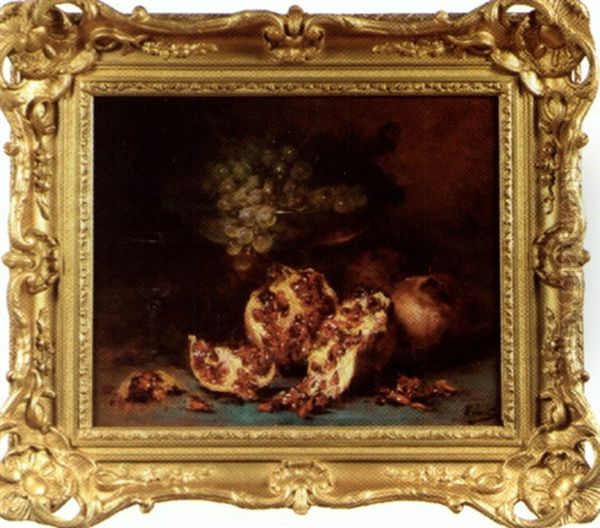 Nature Morte Aux Grenades Et Raisins Oil Painting by Charles Hubert