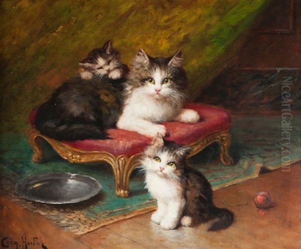 Les Chatons Oil Painting by Leon Hubert