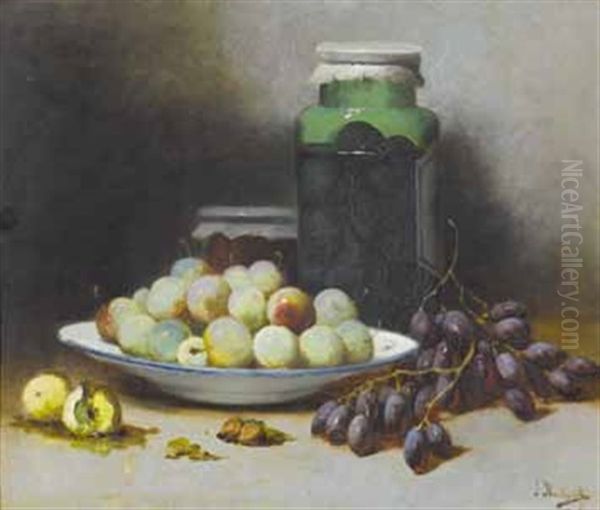 Ein Paar Stillleben Mit Fruchten (pair) Oil Painting by Leon Hubert