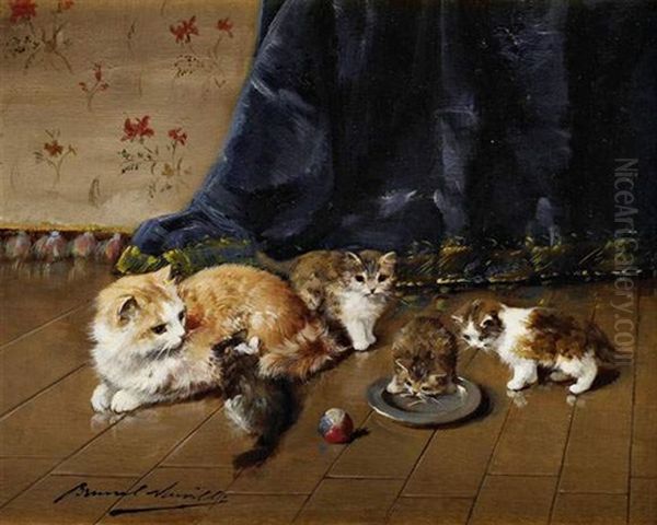 Chaton Pres Du Chaudron Oil Painting by Leon Hubert